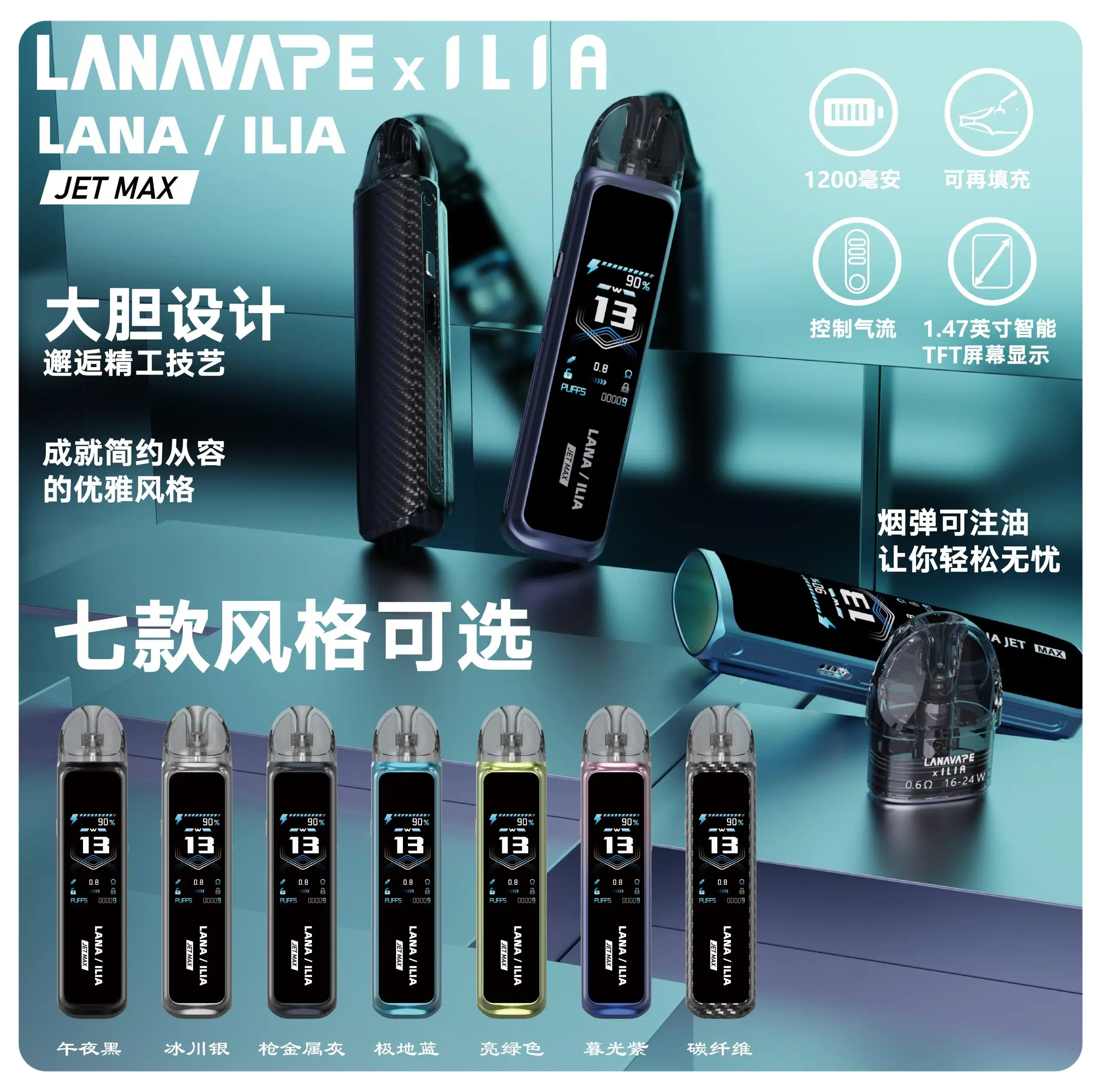 LANAVAPE註油設備 LANA JET MAX 側注油式主機套裝|智能顯示屏